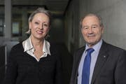 Maximilian Reimann und Barbara Buhofer von der Aargauer Seniorenliste Team 65+. (Bild: Severin Bigler)