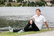 Nicola Spirig entspannt zwischen zwei Trainings am St. Moritzer See. (Bild: Sandra Ardizzone, 29. Juli 2019)