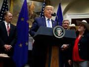 Abkommen im Rindfleisch-Streit verkündet: US-Präsident Donald Trump bei der Bekanntgabe in Washington. (Bild: KEYSTONE/AP/EVAN VUCCI)