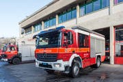 Fahrzeuge der Berufsfeuerwehr St.Gallen vor dem Depot an der Notkerstrasse 44. (Bild: Hanspeter Schiess - 22. Dezember 2015)