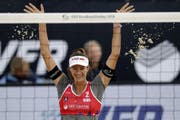 Der Block ist ihre Waffe: Joana Heidrich, hier während der EM in Moskau, in Aktion. (Bild: Keystone)