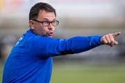Buochs-Trainer Thomas Heitzmann hat sein Team nach Fehlstart zurück in die Spur gebracht. Bild: Philipp Schmidli (Buochs, 27. Juli 2019)