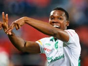 St. Gallens Dereck Kutesa jubelt in Zukunft in Frankreich (Bild: KEYSTONE/VALENTIN FLAURAUD)