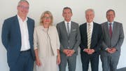 Freuen sich über die Unterzeichnung der Kooperationsvereinbarung; von links: Ivo Schillig, Vizepräsident des Vereins Wissenschaft Uri, Ruth Wipfli Steinegger, Präsidentin des Vereins Wissenschaft Uri, Beat Jörg, Urner Bildungs- und Kulturdirektor, Bruno Staffelbach, Rektor der Universität Luzern, und Markus Ries, Prorektor der Universität Luzern. (Bild: PD)
