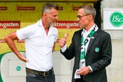 St.Gallens Sportchef Alain Sutter und Präsident Matthias Hüppi. (Bild: Marc Schumacher/Freshfocus)