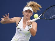 Aus der Balance: Jil Teichmann stand in der 1. Runde des US Open auf verlorenem Posten (Bild: KEYSTONE/EPA/JOHN G. MABANGLO)