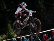 Eine Saison Anlaufzeit genügten: Camille Balanche hat in kurzer Zeit zu den besten Downhillerinnen aufgeschlossen (Bild: KEYSTONE/GIAN EHRENZELLER)