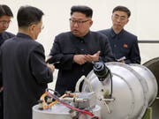 Unter der Führung des Diktators Kim Jong Un hat Nordkorea am Samstagmorgen einen weiteren Raketentest durchgeführt. (Bild: KEYSTONE/AP KCNA via KNS)