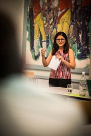 FDP-Kandidatin Jennifer Abderhalden anlässlich der Delegiertenversammlung der EVP. (Bild: APZ)