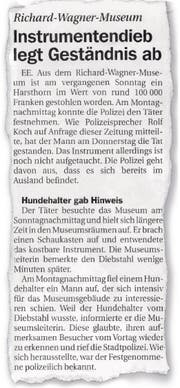 Die Luzerner Zeitung vom 24. November 2001. Noch ist die wirkliche Tragweite des Falls nicht bekannt.