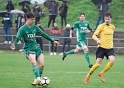 Der FC Diessenhofen (in Grün) gegen den FC Schaffhausen 2 in Diessenhofen. Bild: Mario Gaccioli (14.April 2019)