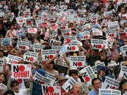 Eine Demonstration gegen japanische Strafmassnahmen in einem Handelsstreit fand am Wochenende in der südkoreanischen Hauptstadt Seoul statt. (Bild: KEYSTONE/AP/AHN YOUNG-JOON)