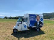 Der Luzerner FDP-Ständerat Damian Müller tourt mit einem «APE» durch den Kanton Luzern. (Bild: PD)