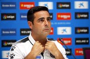 Espanyols Trainer David Gallego anlässlich einer Pressekonferenz seines Vereins. (Bild: Alejandro Garcia/Epa, Barcelona, 24. Juli 2019)