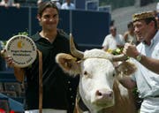 Federer 2003 mit Juliette (†) ... (Bild: Keystone)