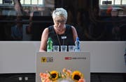 Die Erstfelder Gemeindepräsidentin Pia Tresch machte bereits anlässlich ihrer Rede bei der «Giruno»- Taufe auf den Verlust von 15 Vollzeitstellen aufmerksam. (Bild: Christian Tschümperlin, 31. August 2019)