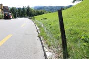 Vier metallene Pfosten wurden beim Unfall umgefahren und beschädigt. (Bild: Stadtpolizei St.Gallen)