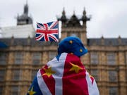Anti-Brexit-Demonstrant vor dem Parlamentsgebäude im Zentrum Londons. (Bild: KEYSTONE/EPA/WILL OLIVER)