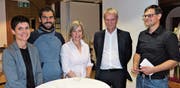 Diskutierten mit dem Publikum zum Thema Bildung: Esther Rohrer, Marco Wicki, Christina Flühler, Referent Bernhard Hauser und Moderator Josef Gähwiler (von links). (Bild: Hanspeter Thurnherr)