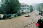 Der Werdbach hat die Strassen von Heiden in Flüsse verwandelt. (Bild: Kantonale Wasserbaufachstelle)