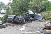 Beim Unfall wurden zwei Personen verletzt. (Bilder: Kapo TG)