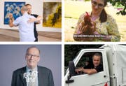 Kandidaten im Video-Wahlkampf: Gallus Hufenus (SP), Franziska Ryser, Markus Ritter (CVP) und Dänu Wisler (SVP). (Bilder: PD)