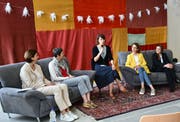 Von links nach rechts: Monika Scherrer, Barbara Gysi, Moderatorin Sybille Stillhart, Susanne Vincenz-Stauffacher, Franziska Ryser. (Bild: Ramona Riedener)