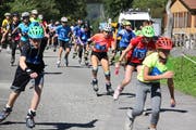 Die Schülerinnen und Schüler vom 7. bis 9. Schuljahr mussten mit Inlineskates die anspruchsvolle Strecke sechs Mal absolvieren. (Bild: Paul Gwerder, 13. September 2019)