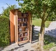 Der neue Bücherschrank steht in unmittelbarer Nähe zum Tscharnerhaus. (Bild: Samuel Koch)