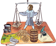 Der Eichmeister war für die Aufsicht über die Masse und Gewichte sowie für die regelmässige Kontrolle derselben zuständig. Diese Aufgabe hat ein Eichmeister auch heute noch. (Illustration: Janina Noser)