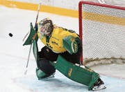 Thurgaus Goalie Janick Schwendener verbrachte in Winterthur einen vergleichsweise ruhigen Abend, musste am Ende aber trotzdem als Verlierer vom Eis. (Bild: Mario Gaccioli, Kreuzlingen, 18. August 2019)