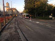 Die neue Strassenbaustelle auf Höhe des Leonhardpärkleins. (Bild: Reto Voneschen - 16. September 2019)