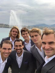 Das Team Europa an den Gestaden des Lac Léman (Bild: Twitter @rogerfederer).