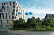 Die FDP Widnau macht mit Ballons auf das neue Planungs- und Baugesetz aufmerksam. (Bild: pd)