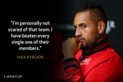 «Ich persönlich habe keine Angst vor diesem Team. Ich habe alle ihre Mitglieder besiegt», sagt Nick Kyrgios und glaubt an einen Sieg gegen Europa. (Bild: Laver Cup)