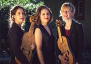 Perrine Devillers (Mitte) und die Schwestern Sophia und Anna Danilevskaia, Mitglieder des Basler Ensembles Sollazzo. Bild:pd