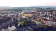Blick auf das Entwicklungsgebiet Luzern Nord mit dem Seetalplatz im Zentrum. (Bild: Videostill Youtube)