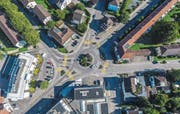 Am Talbachplatz führen Zürcher-, Bahnhof-, Häberlin- und Talackerstrasse ineinander. Am linken Bildrand: der Zürcherhof.Bild: Olaf Kühne