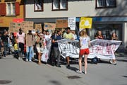 Rund siebzig Teilnehmerinnen und Teilnehmer nahmen am Samstag an der ersten Innerrhoder Klimademo in Appenzell teil. (Bild: Alessia Pagani)