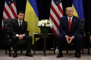 Donald Trump mit Wolodymyr Selenski bei ihrem gestrigen Treffen in New York. (Bild: AP)