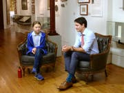 Die Klima-Aktivistin Greta Thunberg hat sich am Freitag mit dem kanadischen Premierminister Justin Trudeau getroffen. (Bild: KEYSTONE/AP The Canadian Press/RYAN REMIORZ)
