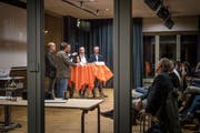 Die neue Aula des Schulhauses St.Leonhard war am Donnerstag gut besetzt. Schätzungsweise 80 bis 100 Personen, die meisten mit pädagogischem Hintergrund, verfolgten die Diskussion. (Bild: Michel Canonica - 26. September 2019)
