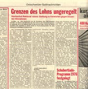 Tagblatt-Artikel zu den Institutsproblemen der HSG vom Dienstag, 25. März 1975. (Bild: PD)