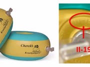 Ihnen kann die Luft ausgehen: Die zurückgerufenen Schwimmflügel «Cherek's Kraulquappen». (Bild: Eidgenössisches Büro für Konsumentenfragen)
