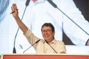 SVP-Präsident Albert Rösti beim Parteifest vom vergangenen Samstag in Sattel SZ. (Bild: Urs Flüeler, Keystone)