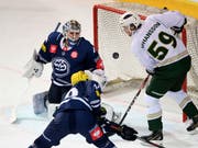 Ambris Goalie Dominik Hrachovina zeigte gegen Färjestad Karlsbad eine starke Partie (Bild: KEYSTONE/Ti-Press/SAMUEL GOLAY)