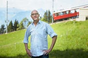 Petitionär René Stettler bei Rigi Kaltbad. (Bild: Jakob Ineichen, 18. Juli .2017)
