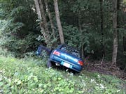 Das Auto kam von der Strasse ab, rollte eine Böschung hinunter und prallte in einen Baum. Der Lenker verstarb auf der Stelle. (Bild: Kantonspolizei Wallis)