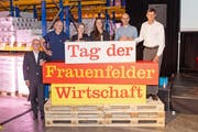 Sie gestalteten den Abend (v.l.n.r.) Urs Schönholzer, Präsident Gewerbe Thurgau, Region Frauenfeld; Christian Eggenberger, Innovation Factory; Barbara Josef, 5to9; Christina Block, «energyfactory», Tonio Zemp, Lipp und Markus Biedermann Delta Security. (Bild: PD/Kirstin Oertle)