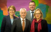 Vor den Gesamterneuerungswahlen 2016: Die Berufsrichter des Bezirksgerichts Frauenfeld - Irene Herzog, Gerichtspräsident Rudolf Fuchs, Vizepräsident René Hunziker und Christine Steiger Eggli - stellten sich zur Wiederwahl. (Bild: Reto Martin)